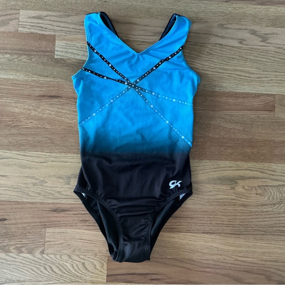 GK Blue and Black Diamonds Leotard Size Child Medium - Picture 4 of 9